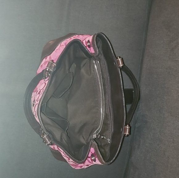 Large Coach Pink Signature C Jacquard Bag Purse - Picture 5 of 8